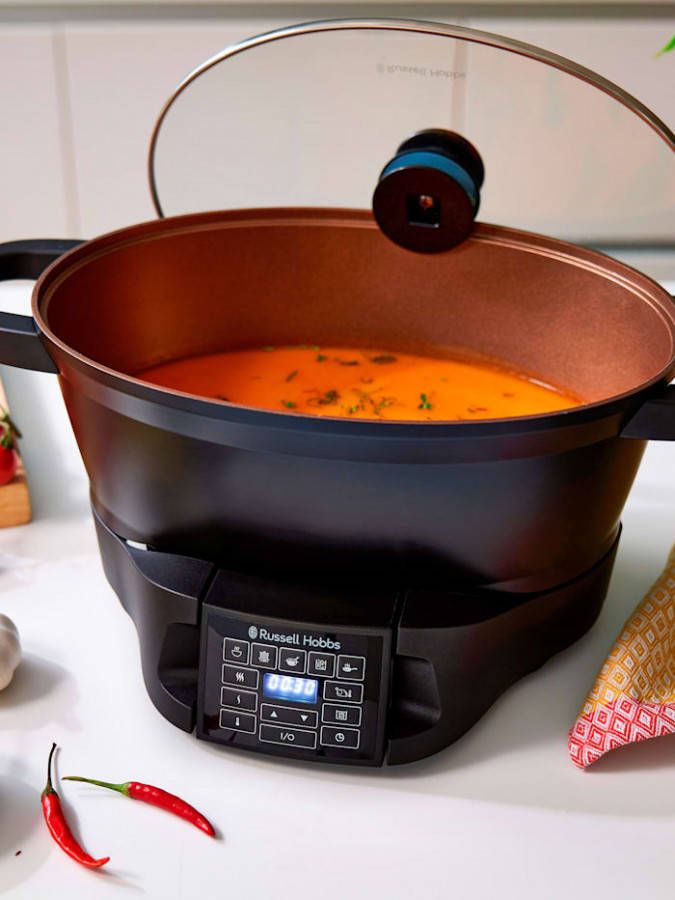 Russell Hobbs Elektrische multicooker Good 2 Go, 8 functies, 6, 5 liter inhoud, gegoten aluminium Zwart