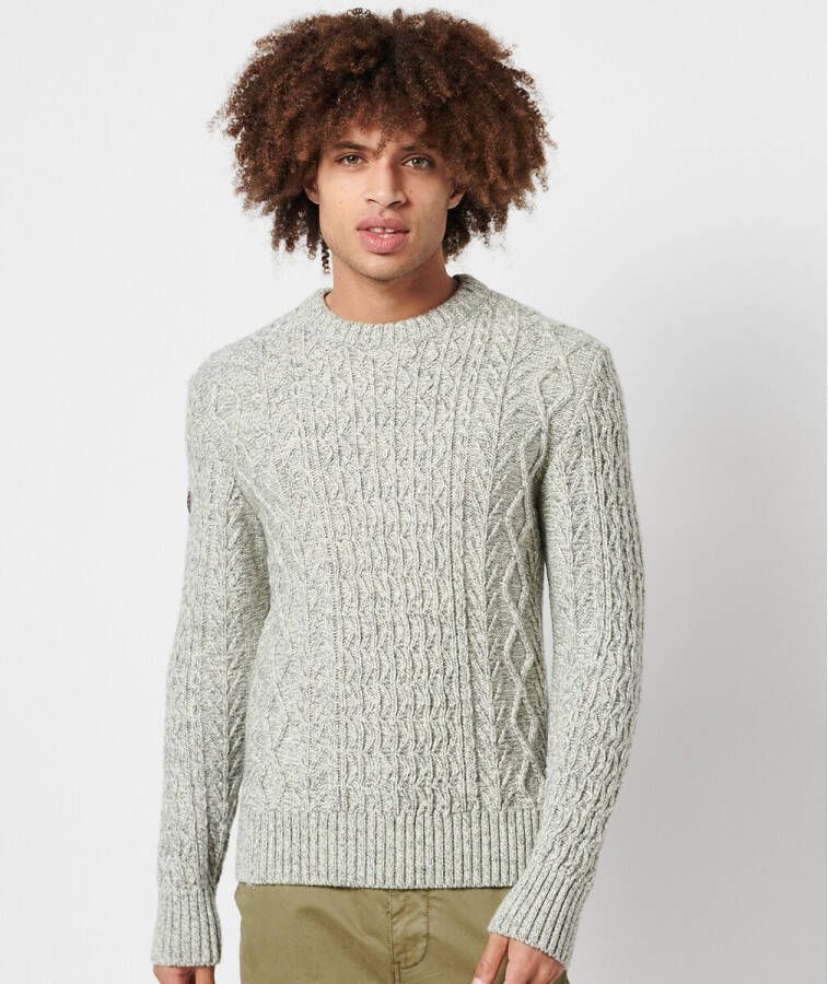 Superdry grofgebreide trui JACOB CABLE CREW met textuur 98t eclipse navy