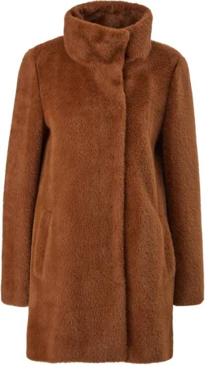 comma Jas met enkele rij knopen , Bruin, Dames