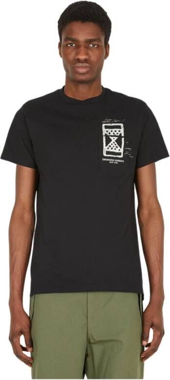 Engineered Garments Elephant Cross Crewneck T shirt , Zwart, Heren