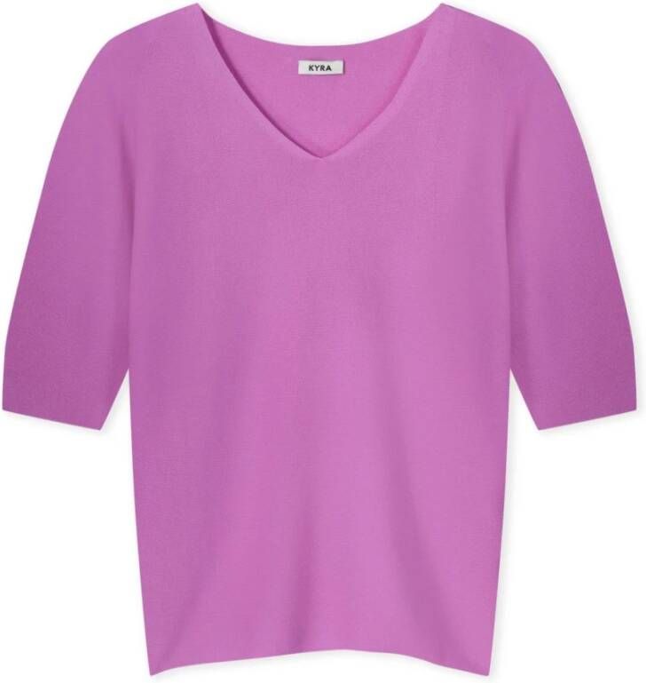 Kyra & Ko V hals gebreide kleding , Paars, Dames