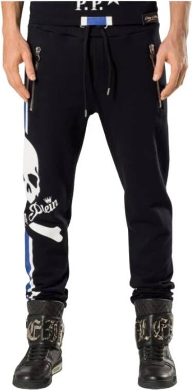 Philipp Plein Katoenen sportkleding broek met logo , Zwart, Heren