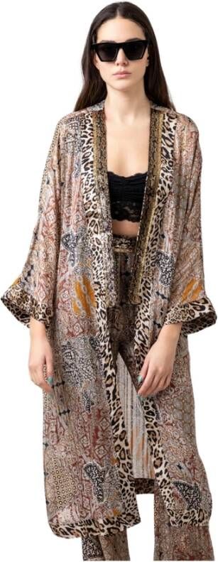 Gaëlle Paris Kimono print Gbdm12196 , Bruin, Dames