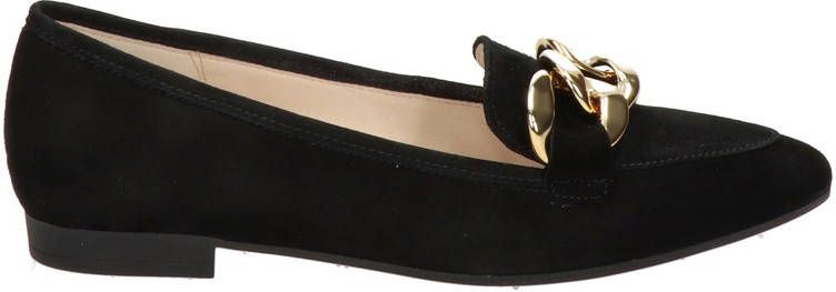 Gabor suède loafers met ketting zwart