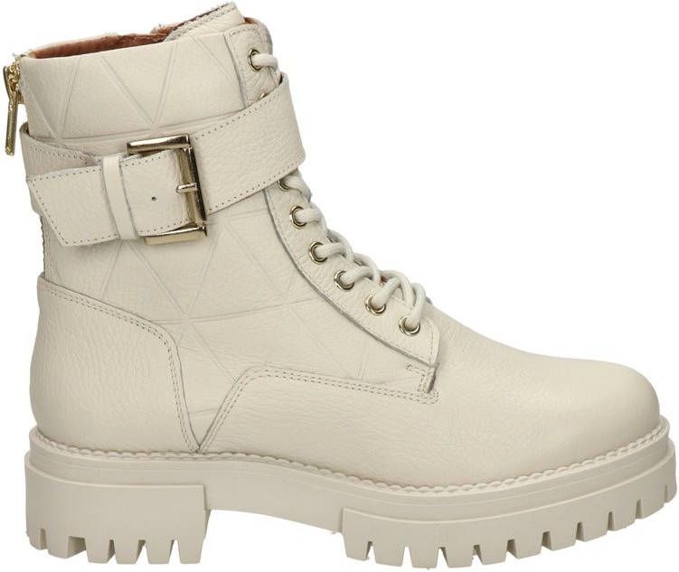 Nelson leren veterboots met siergesp off white