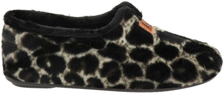 Nelson Home pantoffels panterprint zwart