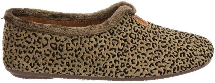 Nelson Home pantoffels met panterprint bruin