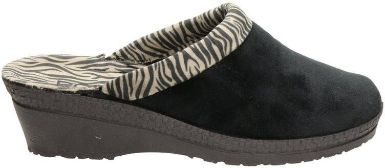 Rohde pantoffels met zebraprint zwart