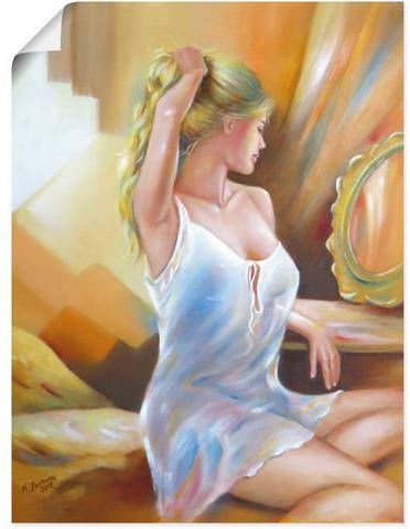 Artland Artprint Sexy vrouw voor de spiegel in vele afmetingen & productsoorten artprint van aluminium/artprint voor buiten, artprint op linnen, poster, muursticker/wandfolie ook geschikt voor de badkamer(1 stuk )