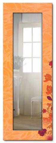 Artland Sierspiegel Bloemen oranje ingelijste spiegel voor het hele lichaam met motiefrand, geschikt voor kleine, smalle hal, halspiegel, mirror spiegel omrand om op te hangen
