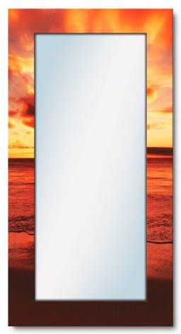 Artland Sierspiegel Mooie zonsondergang strand ingelijste spiegel voor het hele lichaam met motiefrand, geschikt voor kleine, smalle hal, halspiegel, mirror spiegel omrand om op te hangen