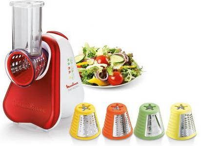 Moulinex Hakmolen DJ756G Fresh Express Plus elektrische versnipperaar, groentesnijder, groenterasp, 5 inzetten inclusief raspen