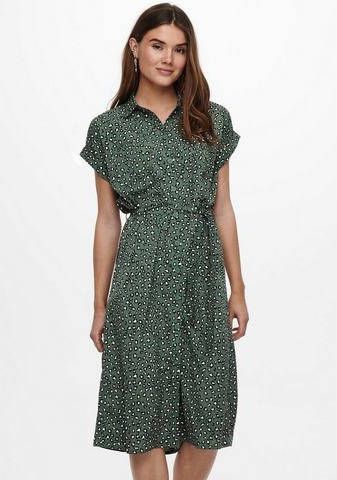 ONLY blousejurk met ceintuur ONLHANNOVER groen/zwart/gebroken wit