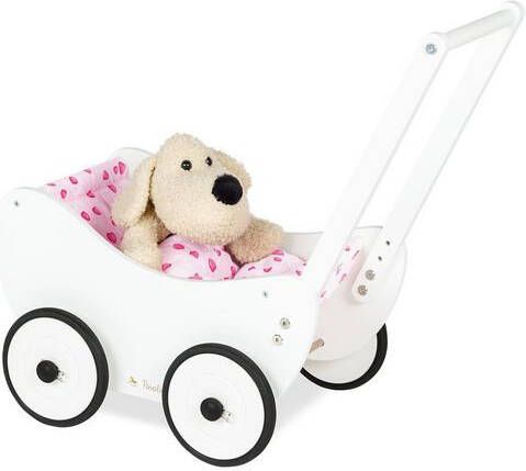 Pinolino ® Poppenwagen Trixi hartjes van hout met dekbedovertrek, fsc® hout uit duurzaam beheerde bossen