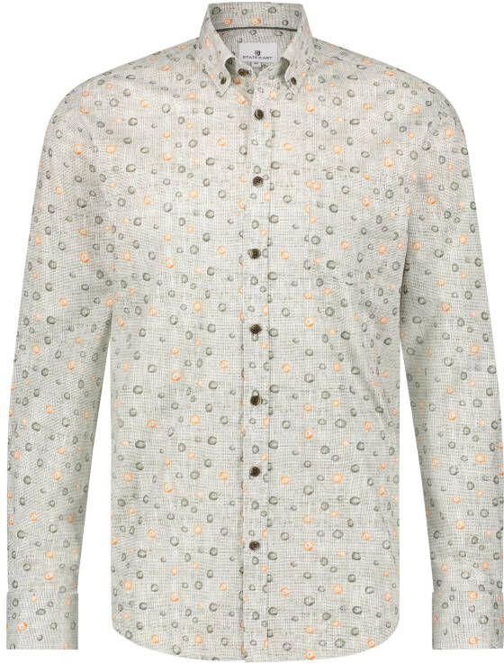 State of Art regular fit overhemd met all over print brique/mosgroen