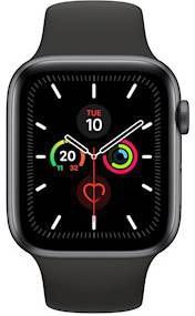 APPLE Watch Series 5 44mm spacegrijs aluminium / zwarte sportband