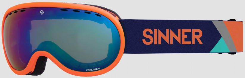 VORLAGE S SKIBRIL  MAT ORANJE FRAME VOLLEDIG BLAUWE SPIEGELLENS kopen? | SINNER