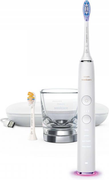 Philips Sonicare Elektrische tandenborstel DiamondClean 9400, HX9917 met sonartechnologie, 4 poetsprogramma's en 3 intensiteitsniveaus, inclusief oplaadglas en reisetui