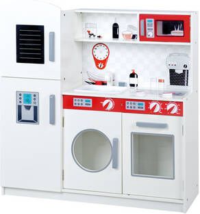 Yourstockshop Roba Speelkeuken Junior 80, 5 X 29 X 85 Cm Hout Wit/rood