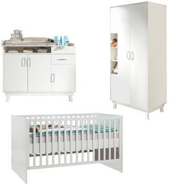 Roba ® Complete babykamerset Nordic, wit met kinderbed, commode en 2 deurs kledingkast, made in europe(set, 3 stuks )