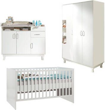 Roba ® Complete babykamerset Nordic, wit met kinderbed, commode en 3 deurs kledingkast, made in europe(set, 3 stuks )