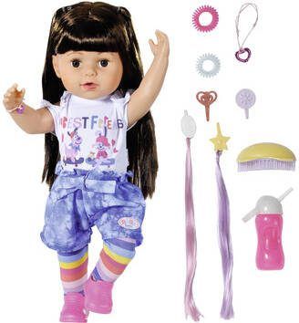 Baby Born Staande pop Sister brunette, 43 cm met levensechte functies