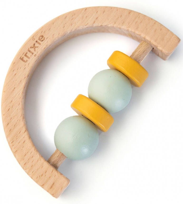 TRIXIE Baby Accessoires Wooden half circle rattle Mint Yellow Geek