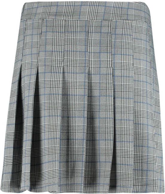 America Today Dames Plooirok Ruit Print Grijs