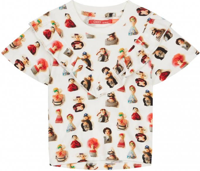 Oilily Tol off tricot shirtje met 's urker dolls print