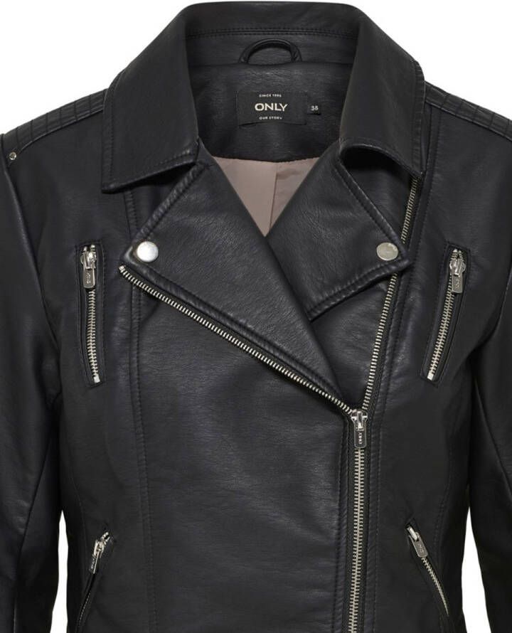 Only Onlgemma faux leather biker otw noos black Leren jassen Zwart