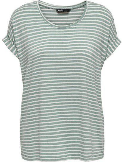 Only Jadeite Onlmoster Gestreepte S/S O hals Top Jrs Noos T shirts en tops , Groen, Dames