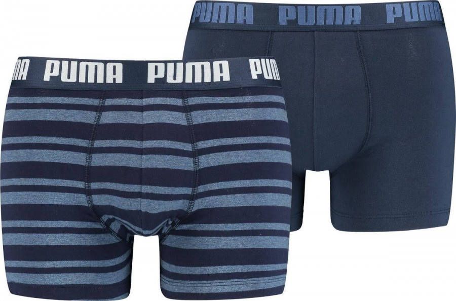 Puma Boxershorts Heritage Stripe Boxer 2P Donkerblauw