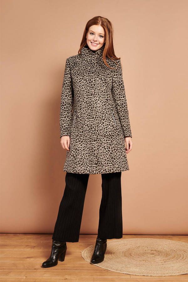 Smashed Lemon coat tussen Fay met dierenprint bruin
