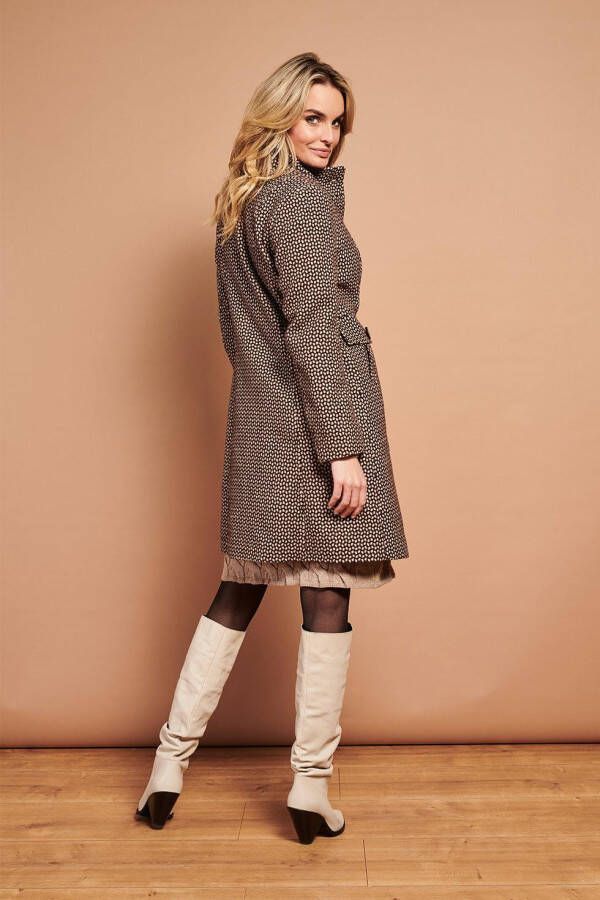 Smashed Lemon coat Georgina met grafische print bruin