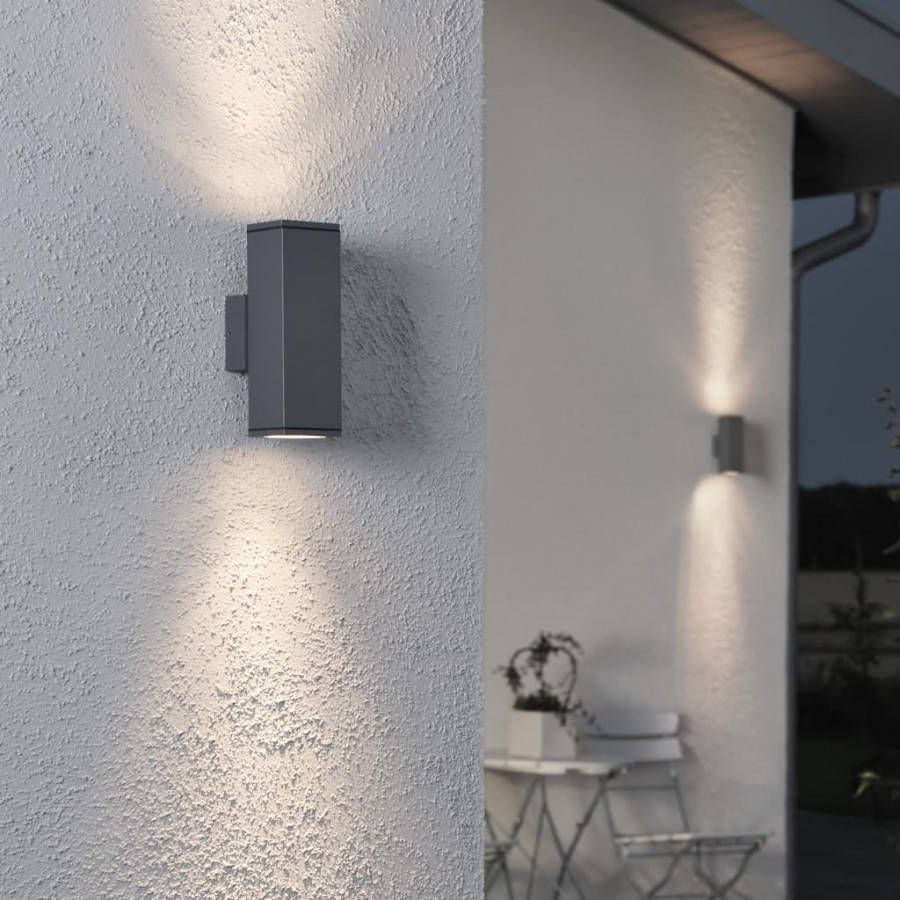 Konstsmide Buitenlamp 'Monza Double' Wandlamp, GU10 max 2 x 35W / 230V, kleur Antraciet