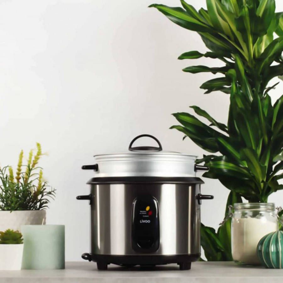Livoo Rijstkoker en stomer 10 personen 700 W 1, 8 L zilverkleurig