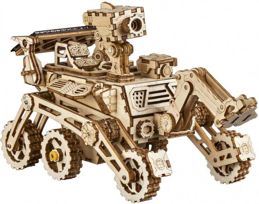 Robotime Curiosity Rover Met Zonnecel Ls402 Houten Modelbouw Diy
