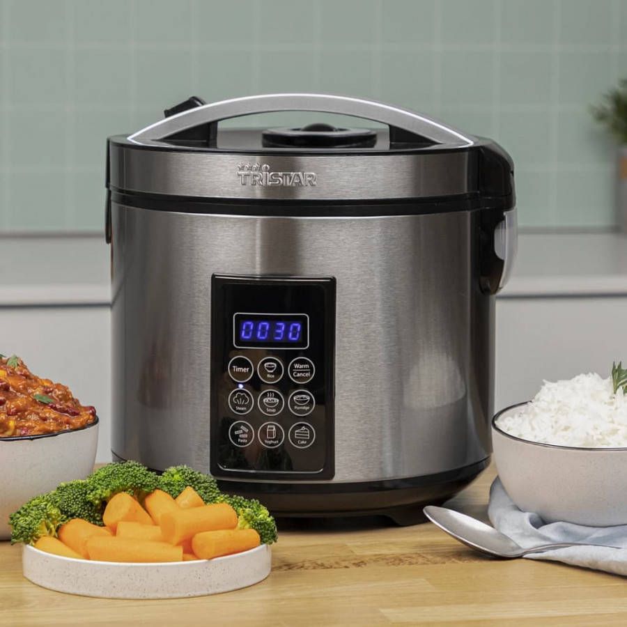 Tristar Rijst en stoomkoker RK 6138 digitaal 900 W 2, 2 L zilverkleur