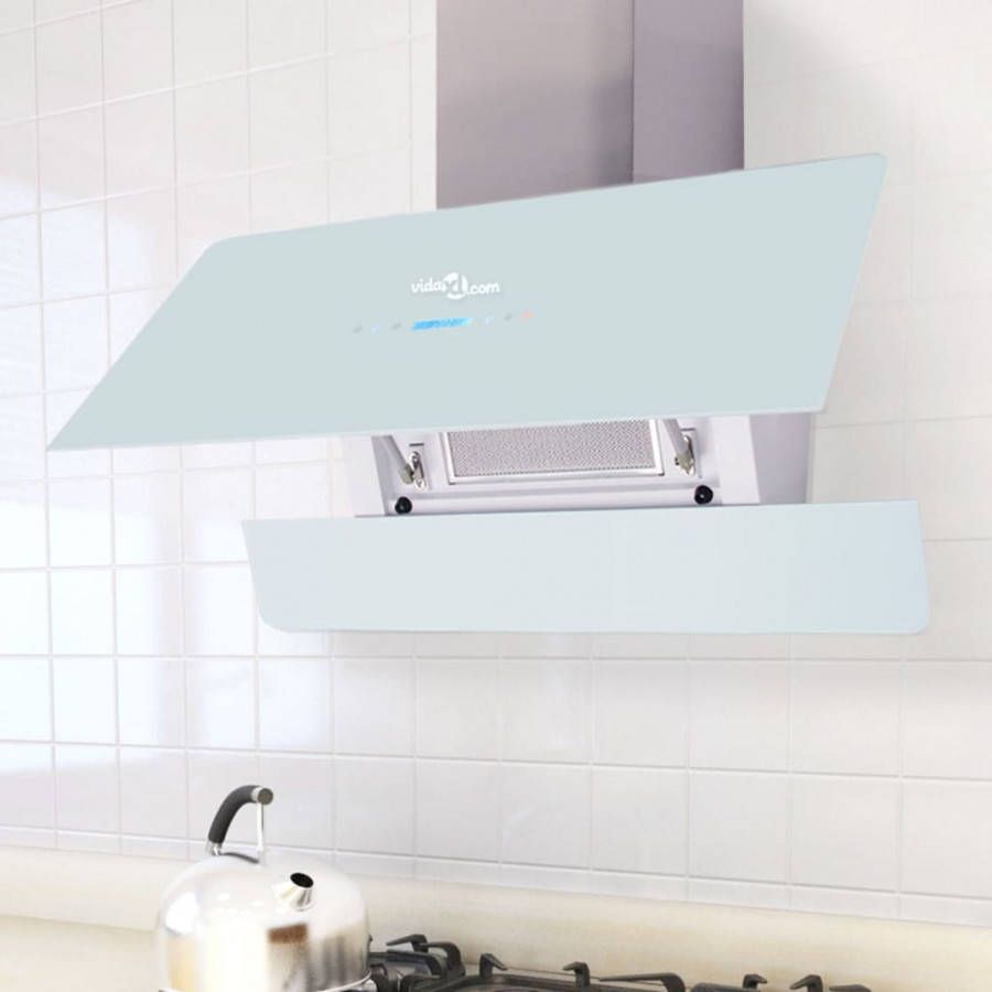 VIDAXL Afzuigkap met touch scherm wit 900 mm