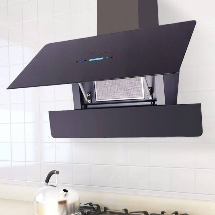 VIDAXL Afzuigkap met touch scherm zwart 900 mm