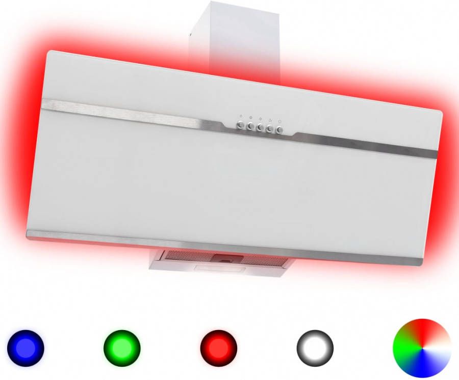 VIDAXL Afzuigkap RGB LED 90 cm roestvrij staal en gehard glas