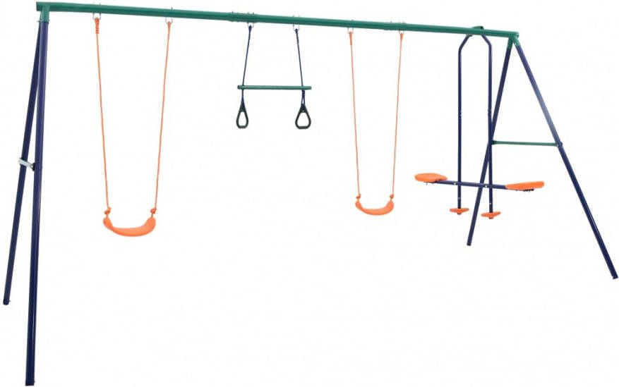 VIDAXL Schommelset met turnringen en 4 zitjes staal