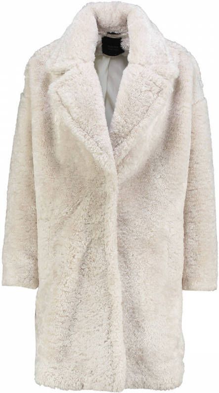 Claudia Str&#xE4, ter Mantel van imitatiebont met steekzakken