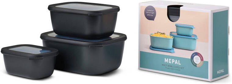 Mepal Cirqula bewaardoos Cirqula rechthoekig 3 delig(750+1500+3000) nordic black