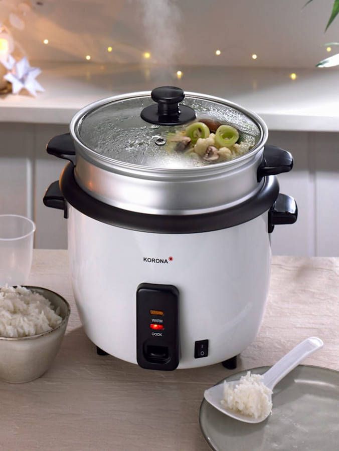 Korona Elektrische 2 in 1 rijstkoker & stomer 58010 Wit/Zwart