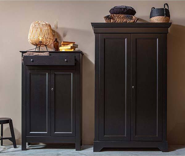 WOOOD Kast Isabel brocante grenen zwart