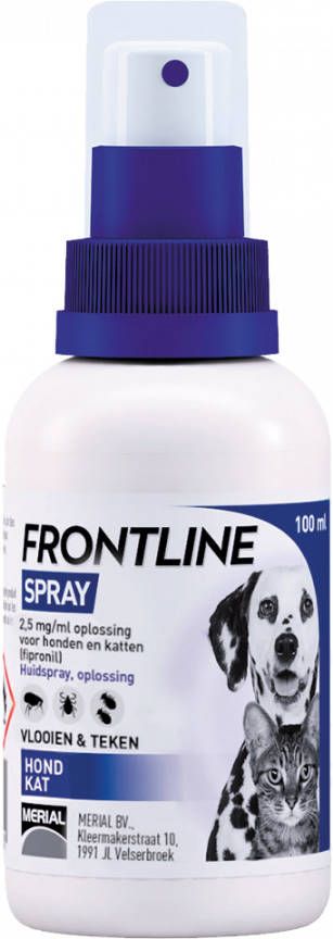 Frontline Spray 2, 5 mg/ml Oplossing voor Honden en Katten 2 x 100 ml